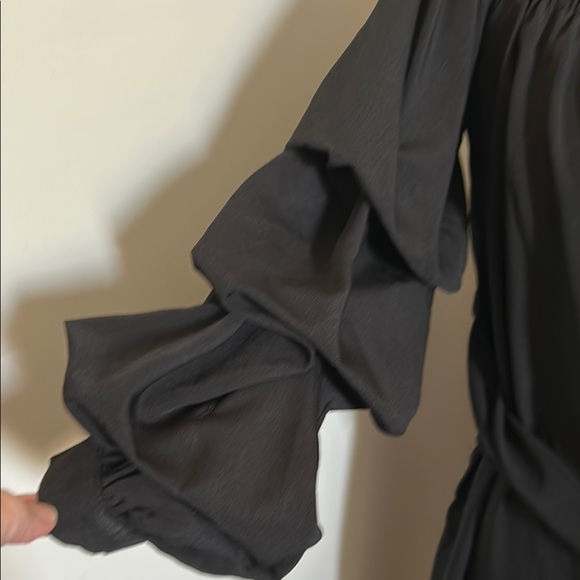 Elegant Black Ruffle Dress - Picture 2 of 8